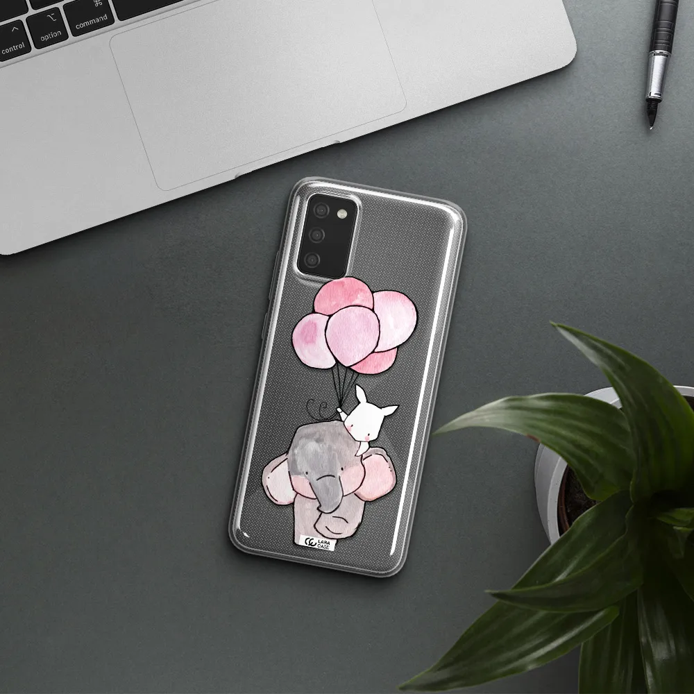 a cartoon elephant and donkey holding balloons Samsung A02S Clear TPU Case