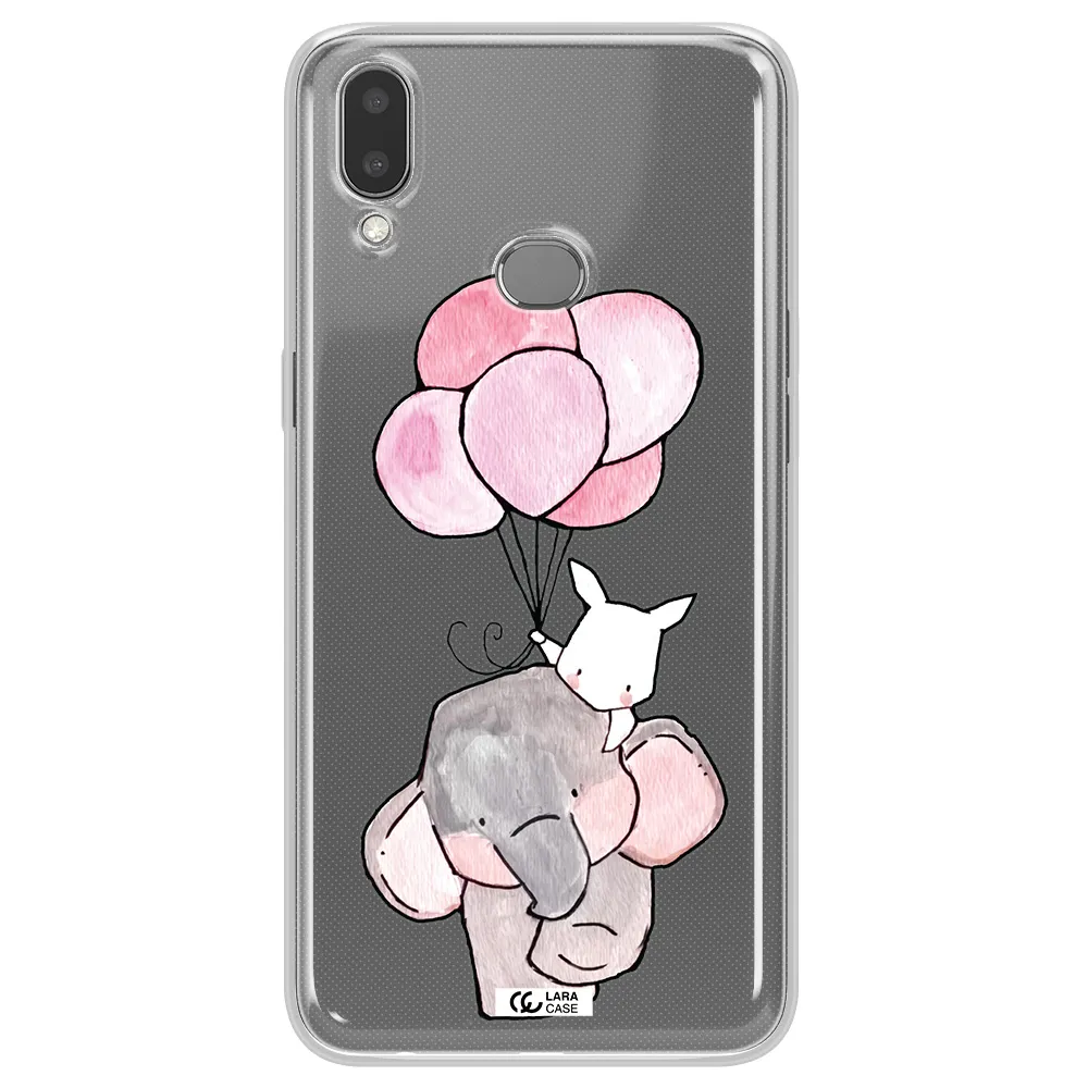 a cartoon elephant and donkey holding balloons Samsung A10S Clear TPU Case
