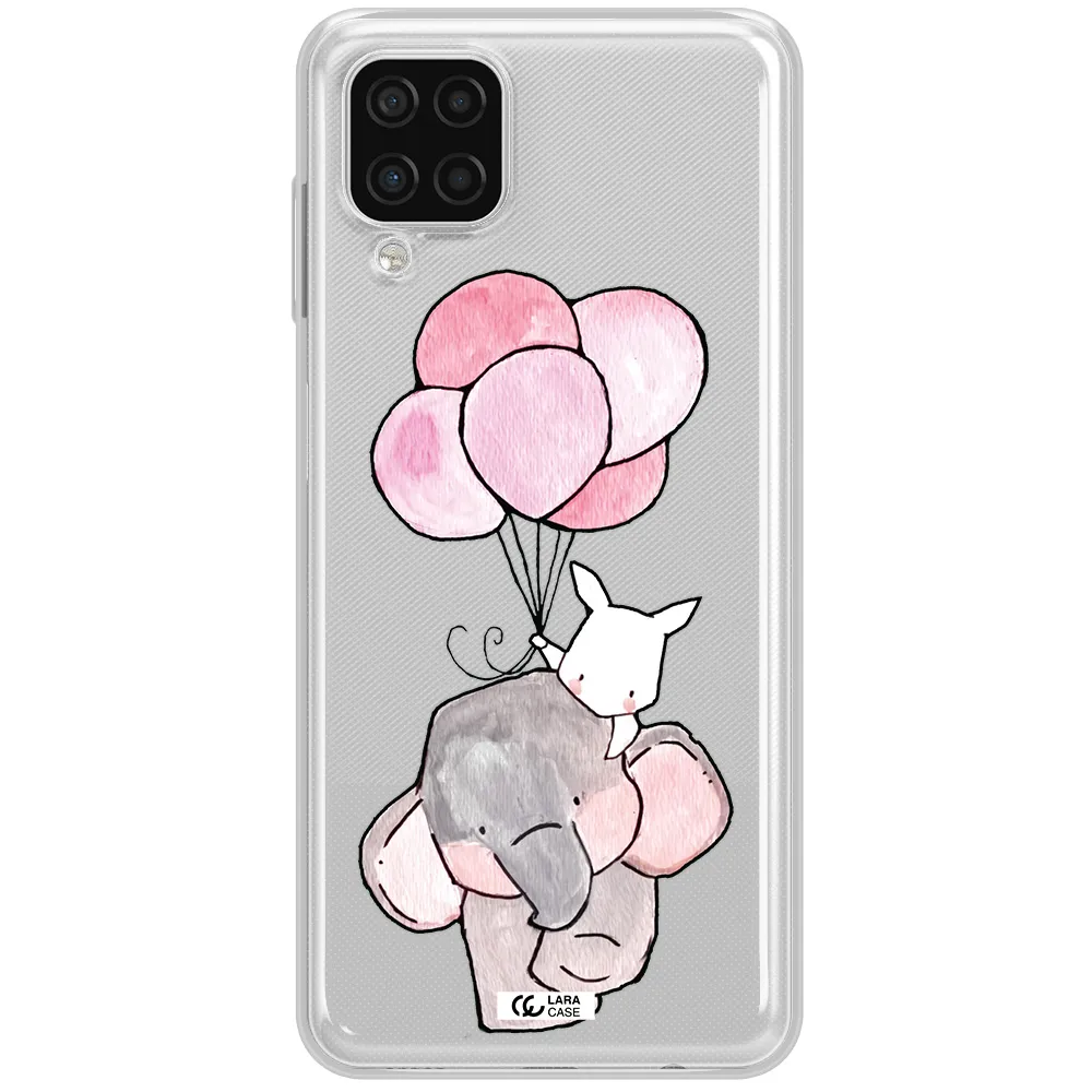 a cartoon elephant and donkey holding balloons Samsung A12 4g Clear TPU Case