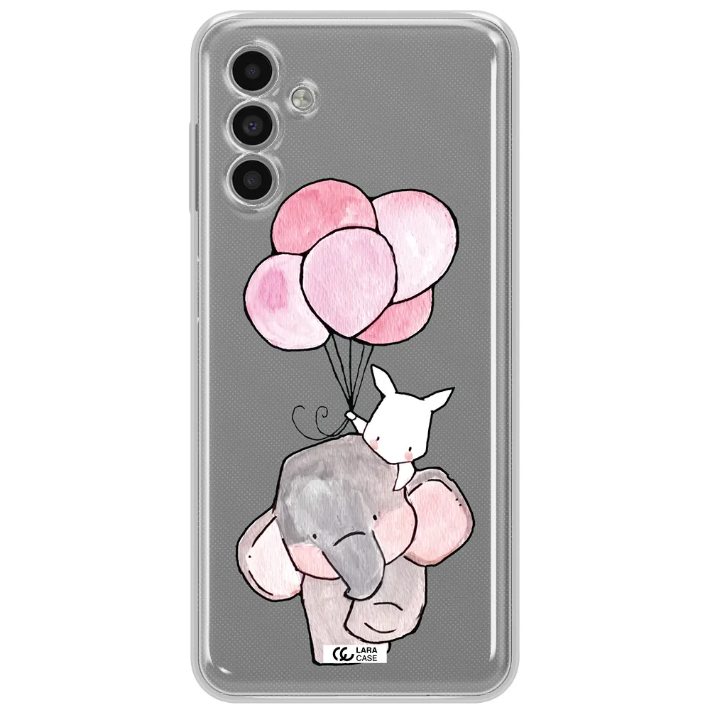 A Cartoon Elephant And Donkey Holding Balloons Samsung A13 5G Clear Tpu Case