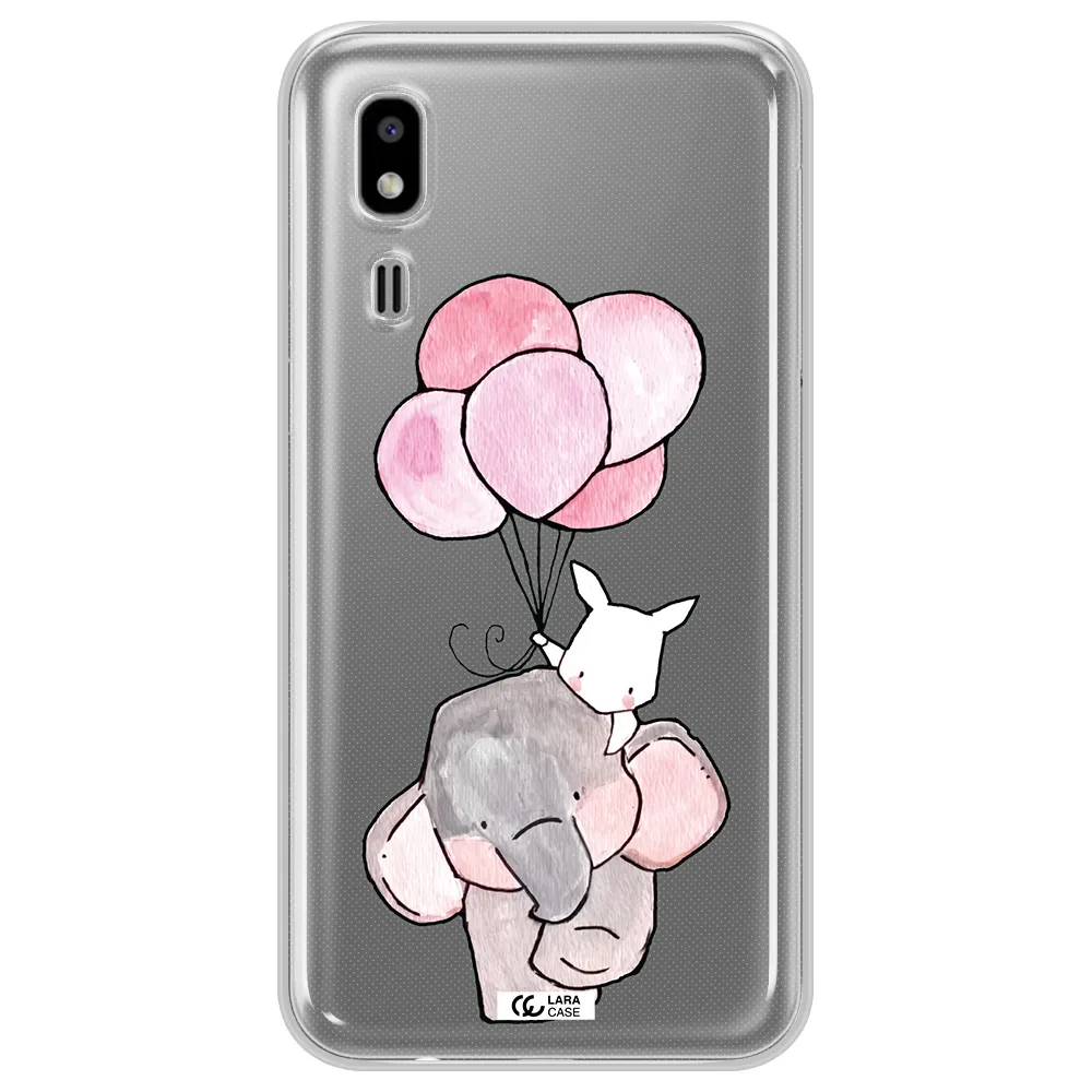 a cartoon elephant and donkey holding balloons Samsung A2 Core Clear TPU Case