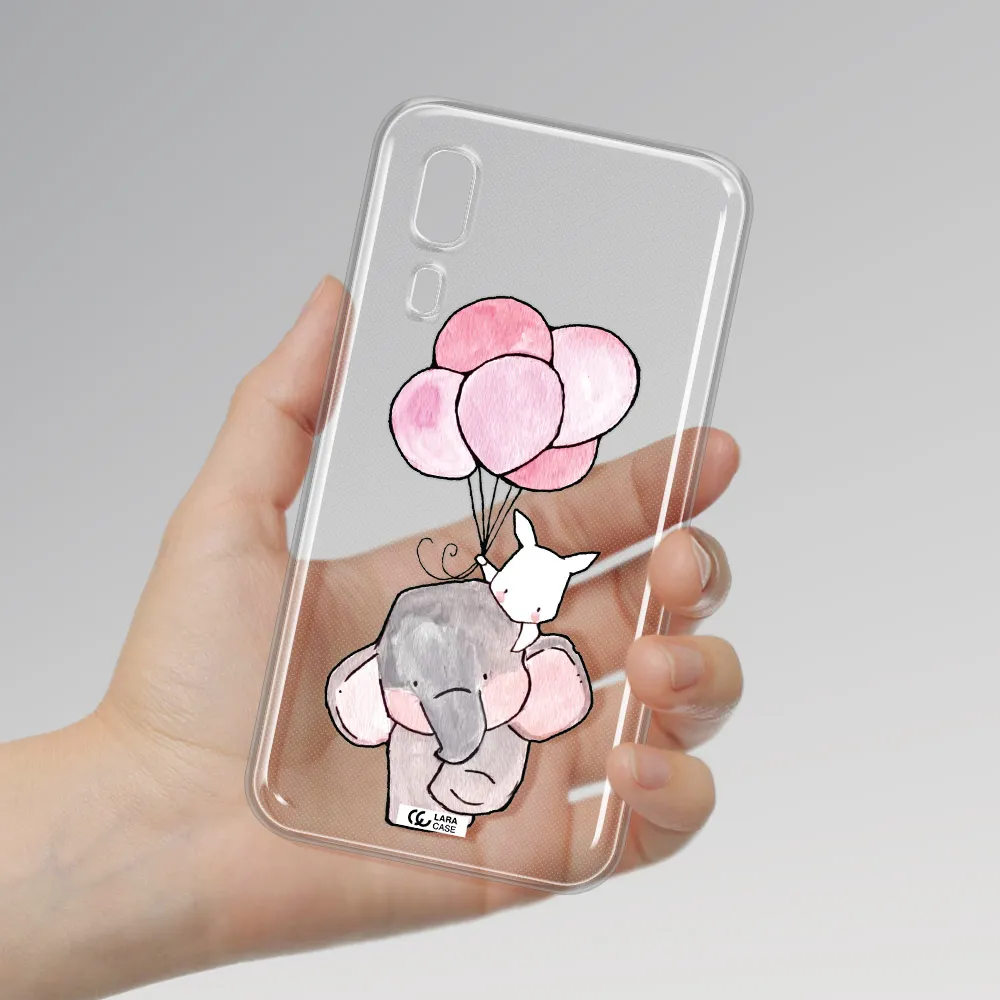 a cartoon elephant and donkey holding balloons Samsung A2 Core Clear TPU Case