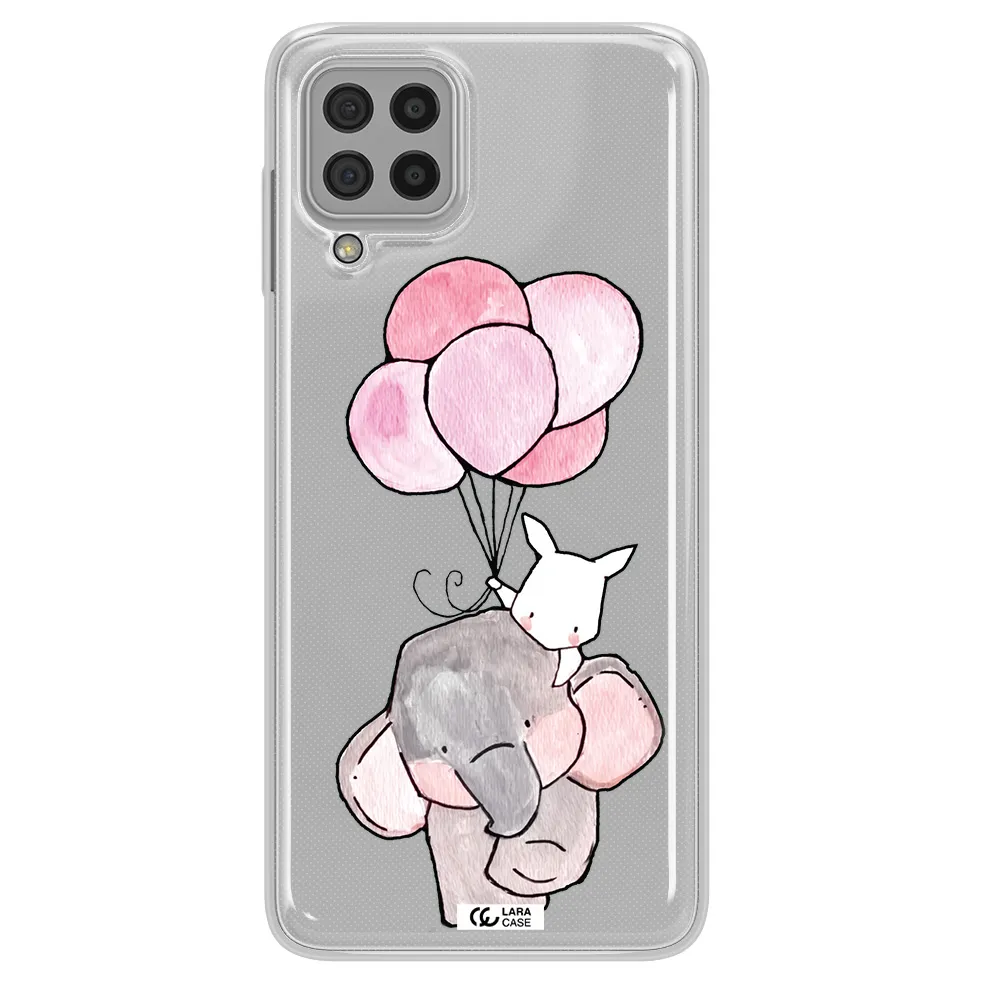 a cartoon elephant and donkey holding balloons Samsung A22 4g Clear TPU Case