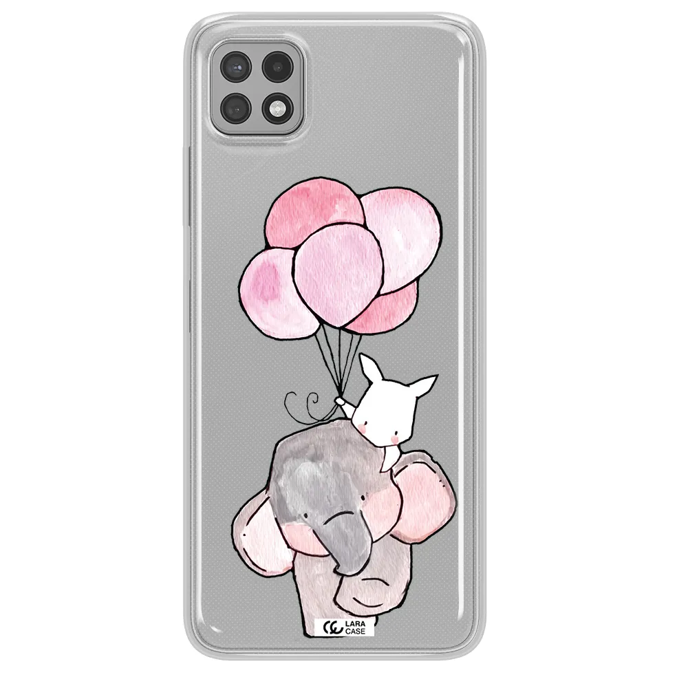 a cartoon elephant and donkey holding balloons Samsung A22 5g Clear TPU Case