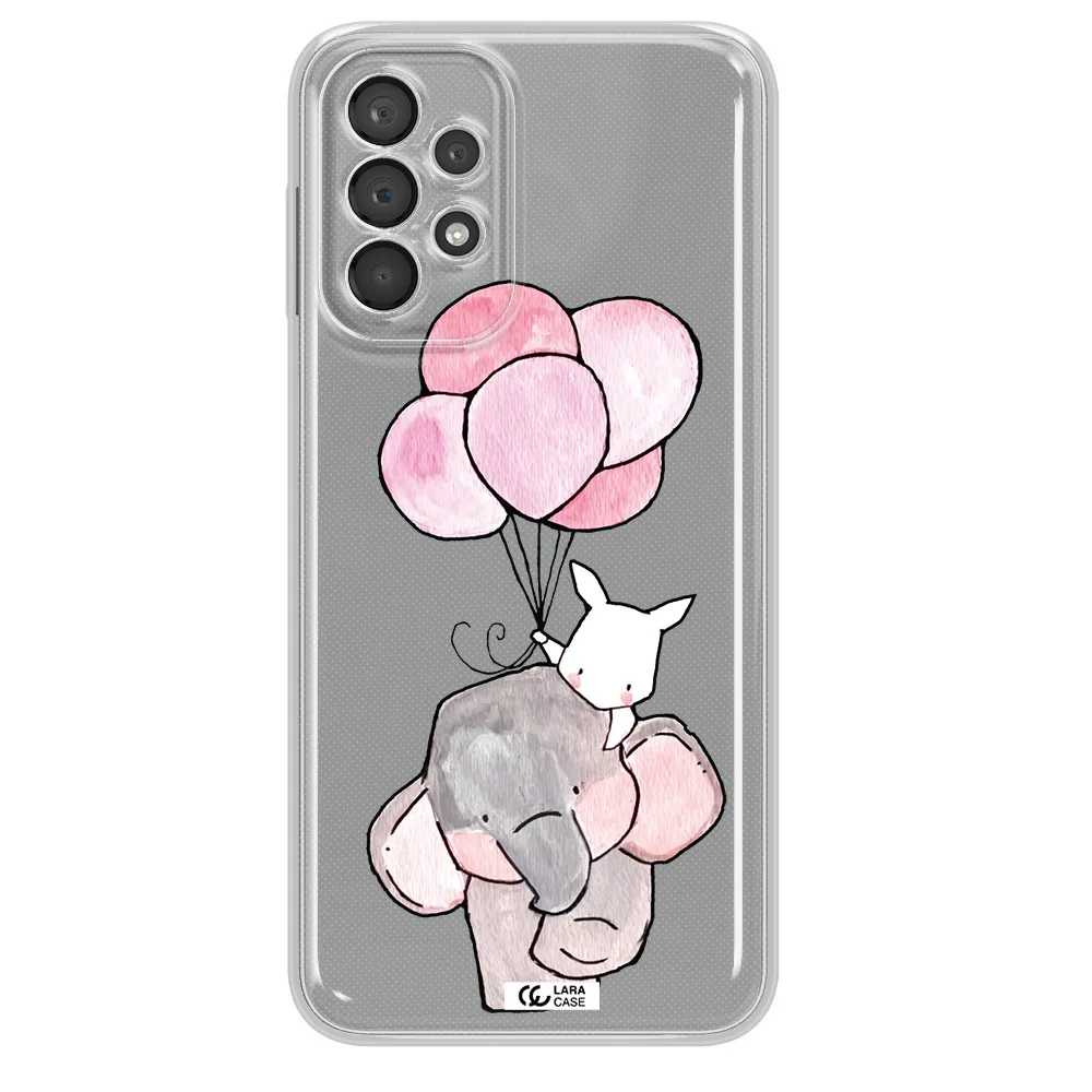 A Cartoon Elephant And Donkey Holding Balloons Samsung A23 5G Clear Tpu Case