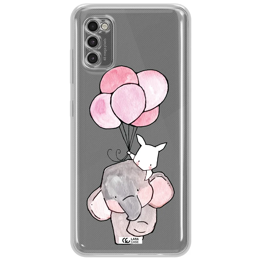 A Cartoon Elephant And Donkey Holding Balloons Samsung A41 Clear Tpu Case