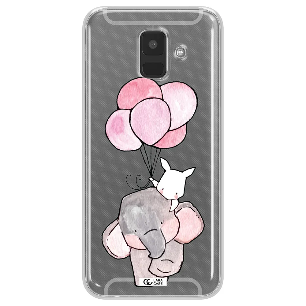 a cartoon elephant and donkey holding balloons Samsung A6 Clear TPU Case