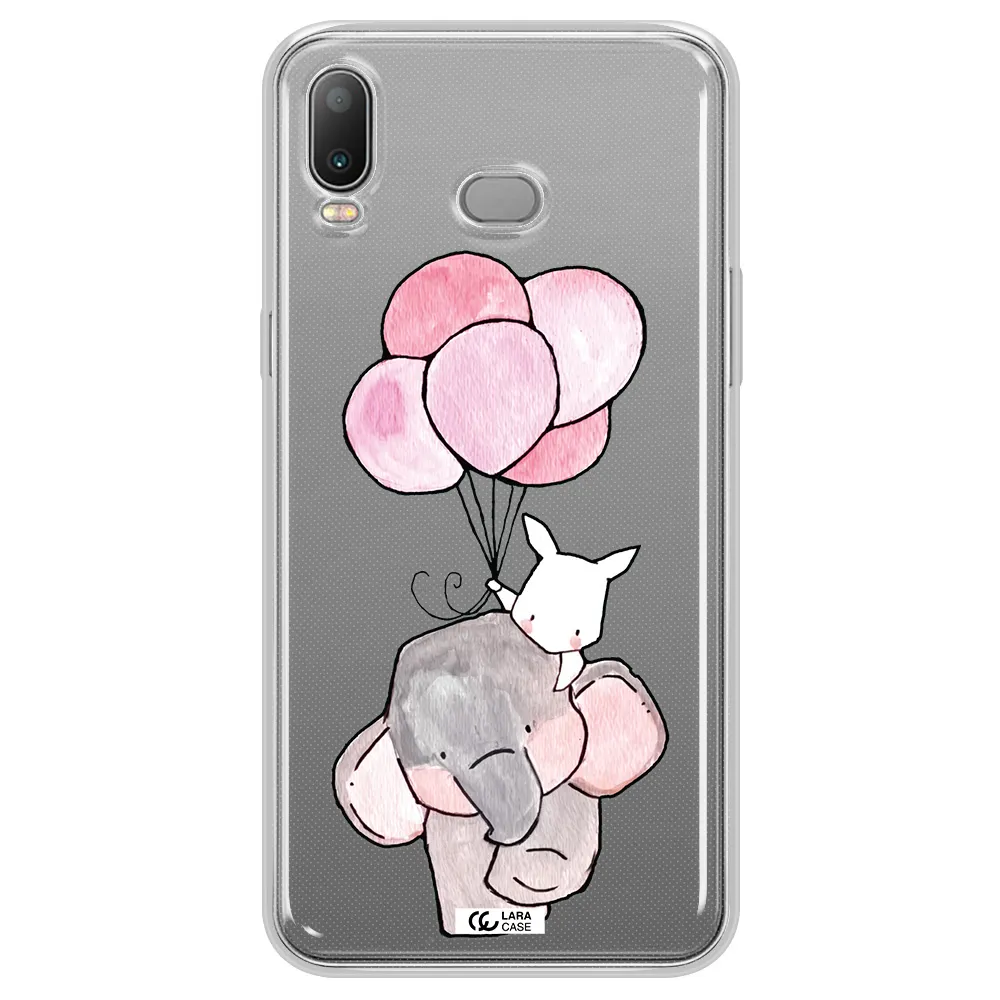 a cartoon elephant and donkey holding balloons Samsung A6S Clear TPU Case