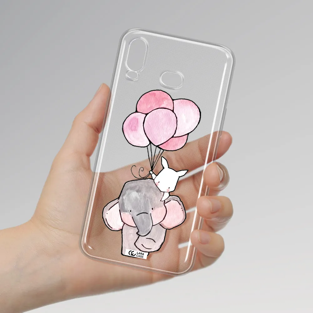 a cartoon elephant and donkey holding balloons Samsung A6S Clear TPU Case