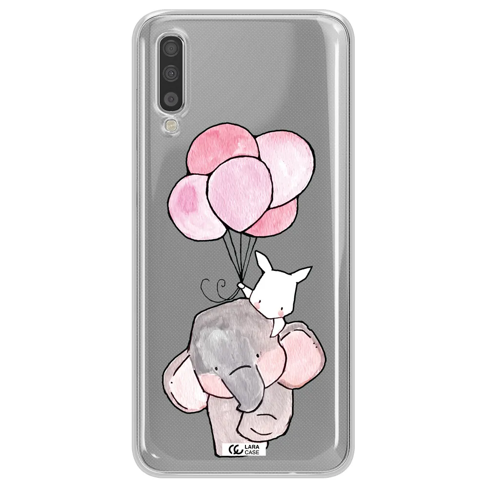 A Cartoon Elephant And Donkey Holding Balloons Samsung A70S Clear Tpu Case
