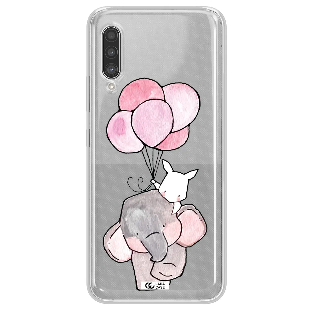 a cartoon elephant and donkey holding balloons Samsung A90 Clear TPU Case