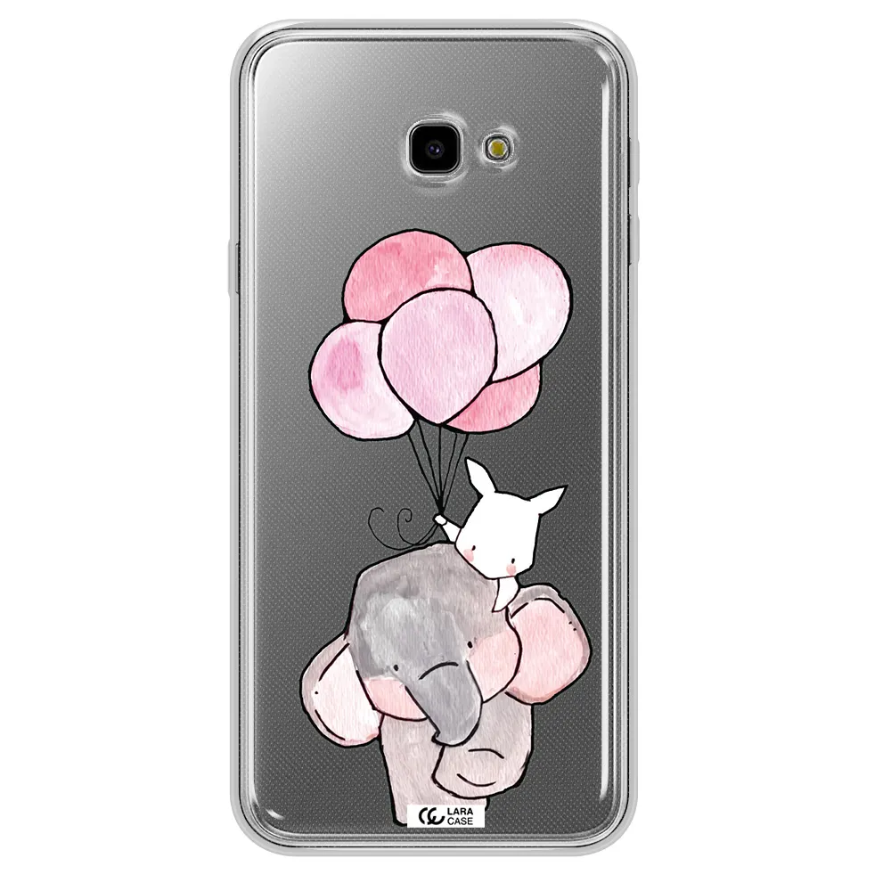 a cartoon elephant and donkey holding balloons Samsung J4 Plus Clear TPU Case