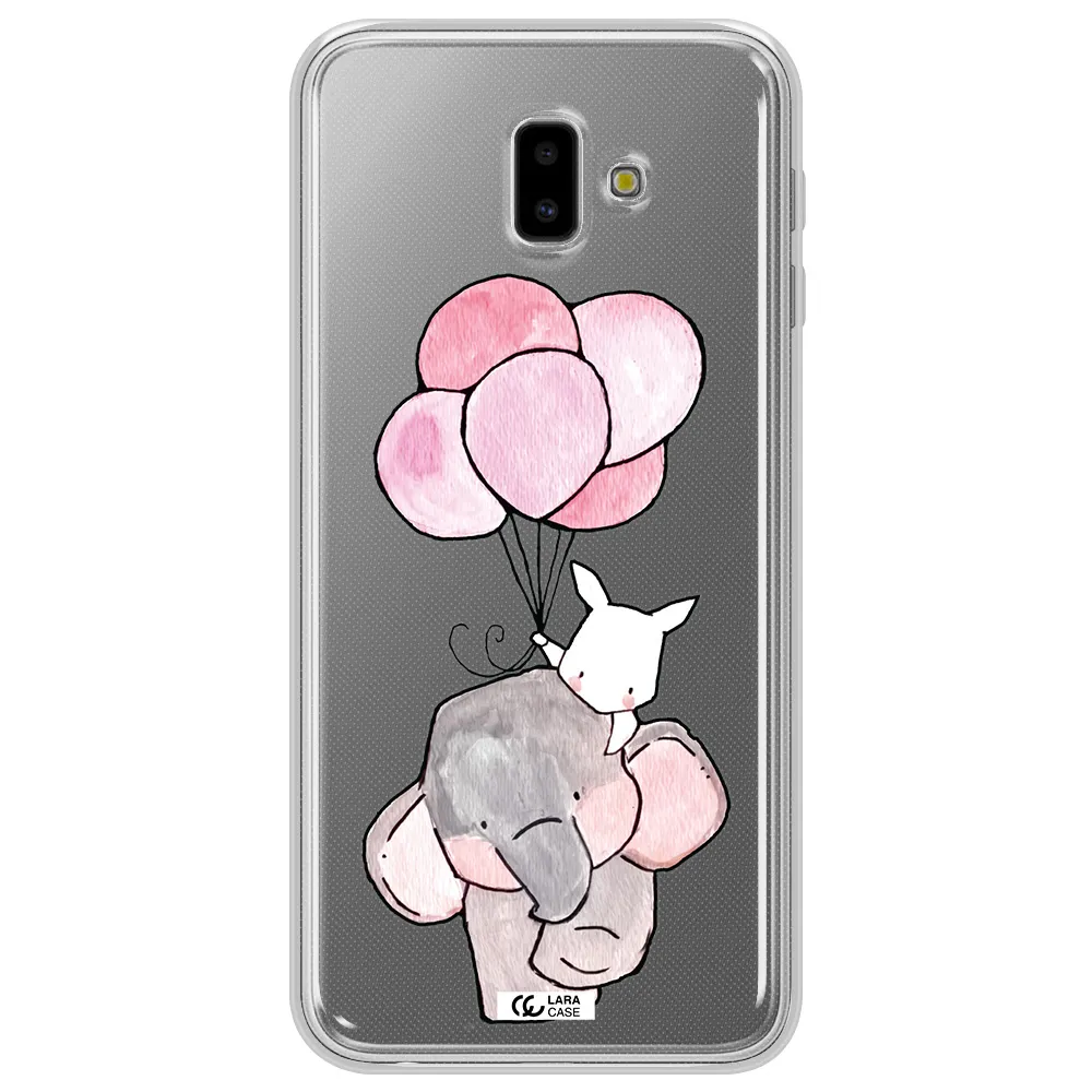 a cartoon elephant and donkey holding balloons Samsung J6 Plus Clear TPU Case