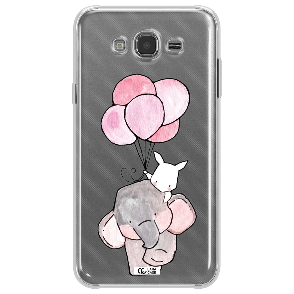 a cartoon elephant and donkey holding balloons Samsung J7 Clear TPU Case