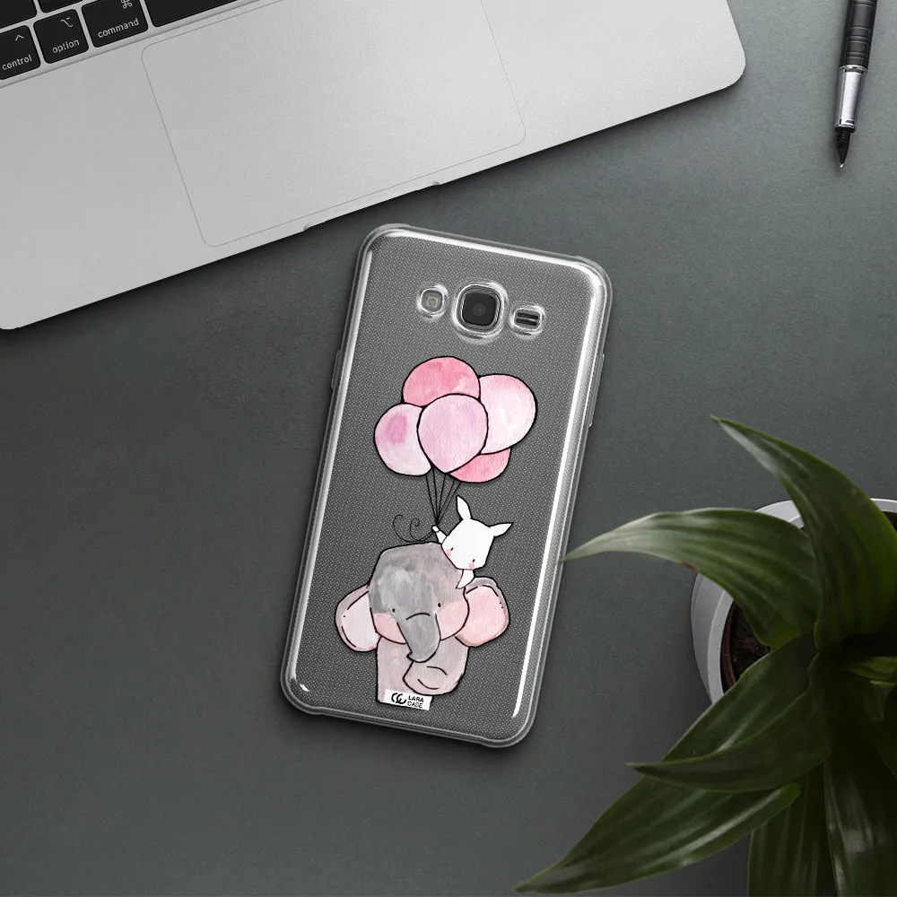 a cartoon elephant and donkey holding balloons Samsung J7 Clear TPU Case