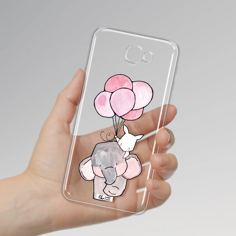 a cartoon elephant and donkey holding balloons Samsung J7 Prim Clear TPU Case