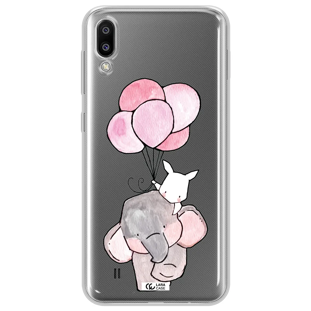 a cartoon elephant and donkey holding balloons Samsung M10 Clear TPU Case