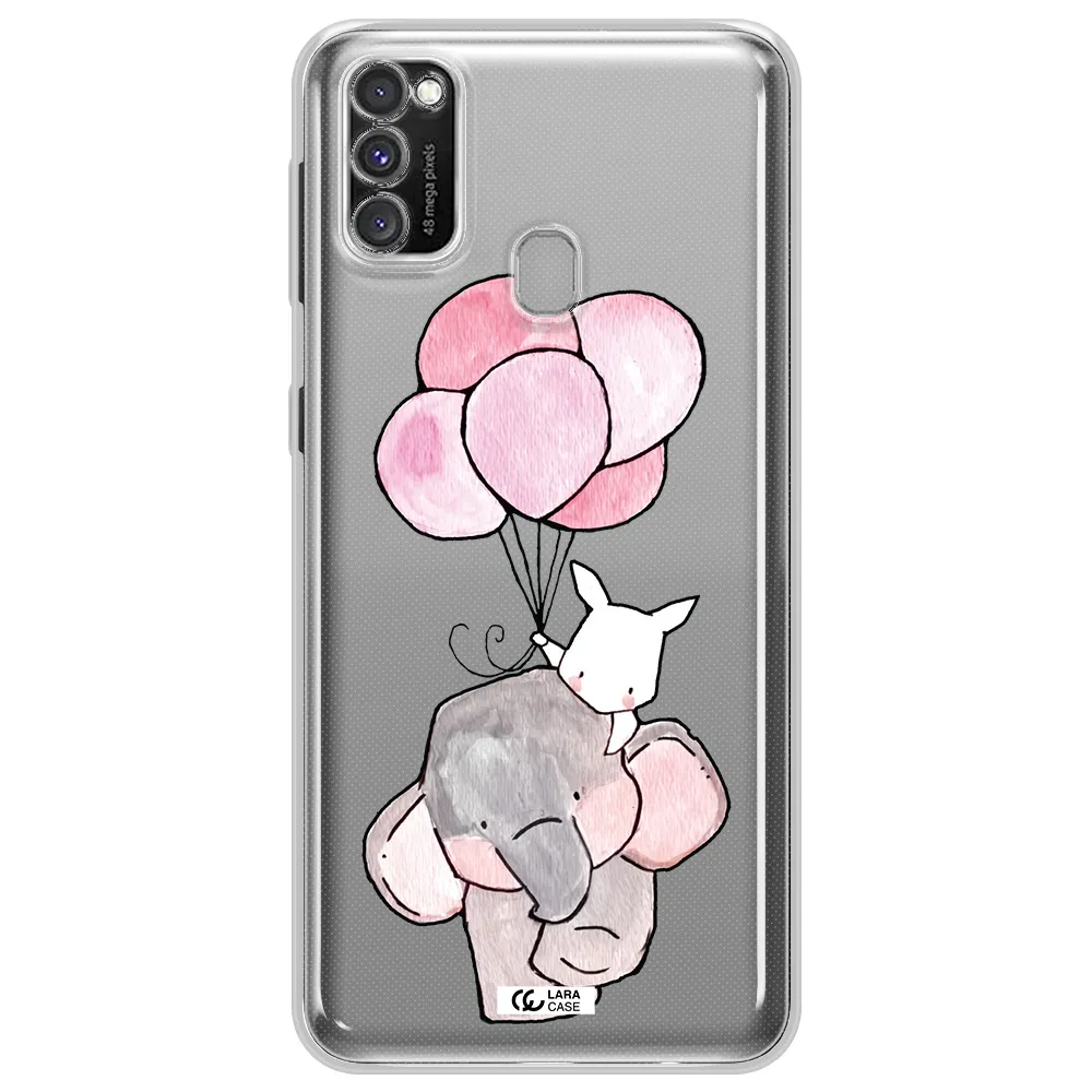 a cartoon elephant and donkey holding balloons Samsung M30S Clear TPU Case