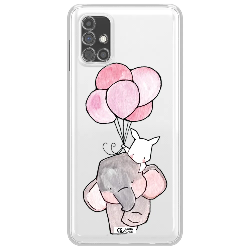 a cartoon elephant and donkey holding balloons Samsung M51 Clear TPU Case