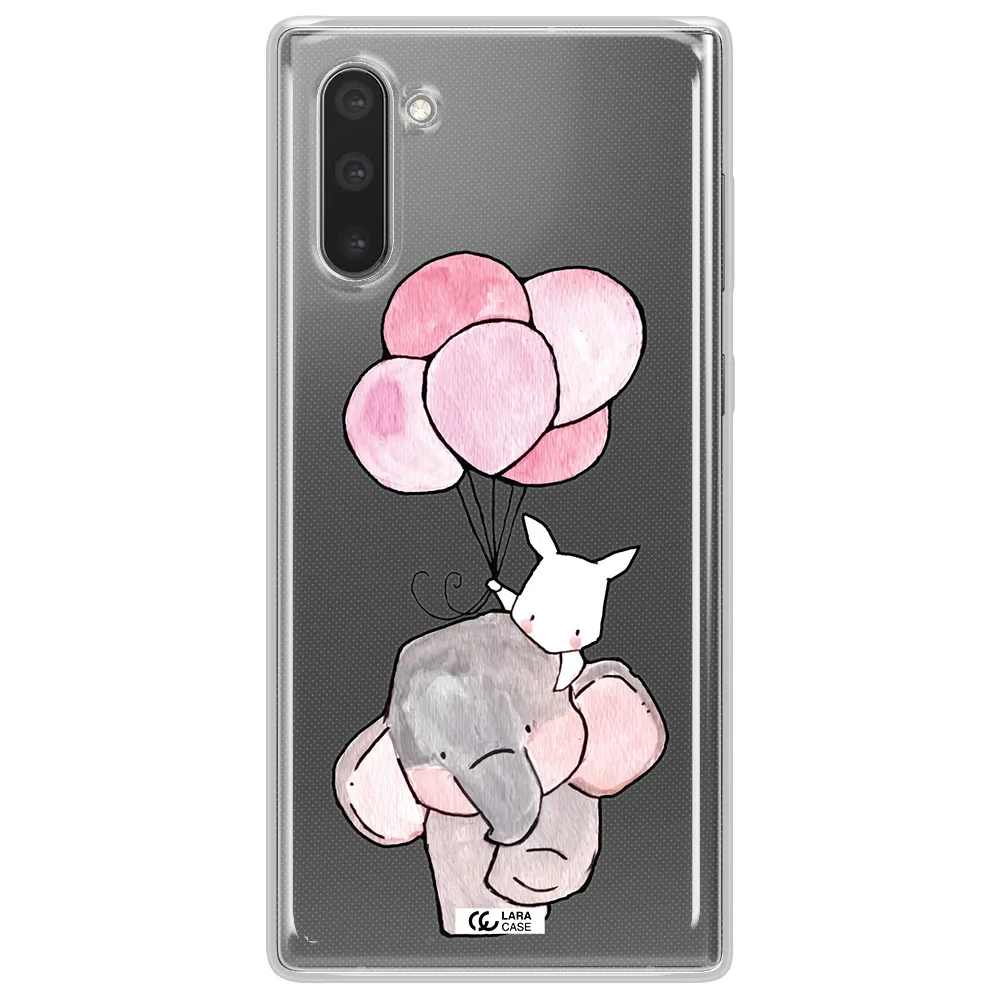 a cartoon elephant and donkey holding balloons Samsung Note 10 Clear TPU Case