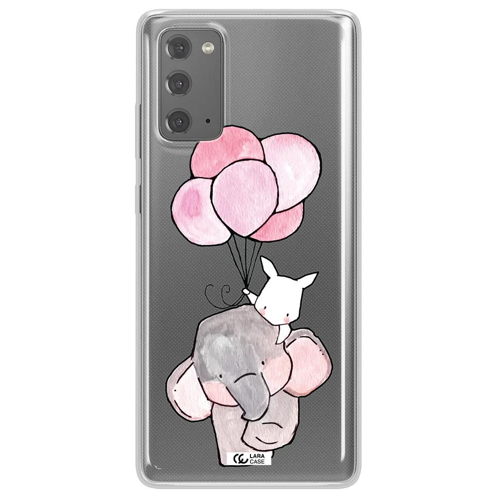 a cartoon elephant and donkey holding balloons Samsung Note 20 Clear TPU Case