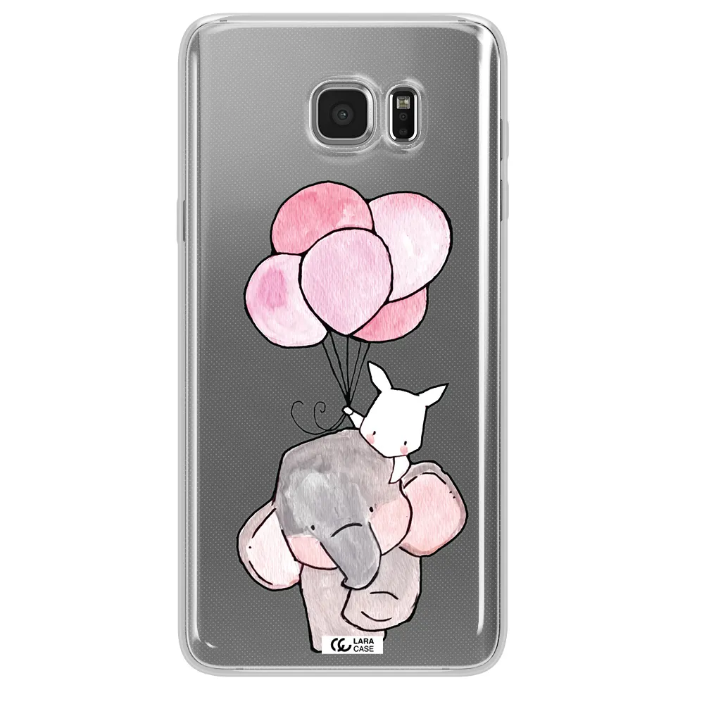 a cartoon elephant and donkey holding balloons Samsung Note 5 Clear TPU Case