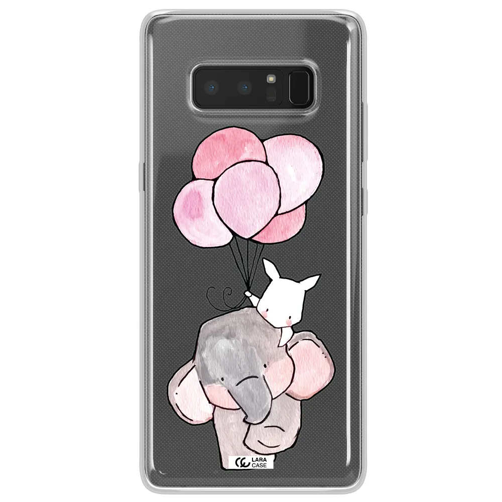 a cartoon elephant and donkey holding balloons Samsung Note 8 Clear TPU Case