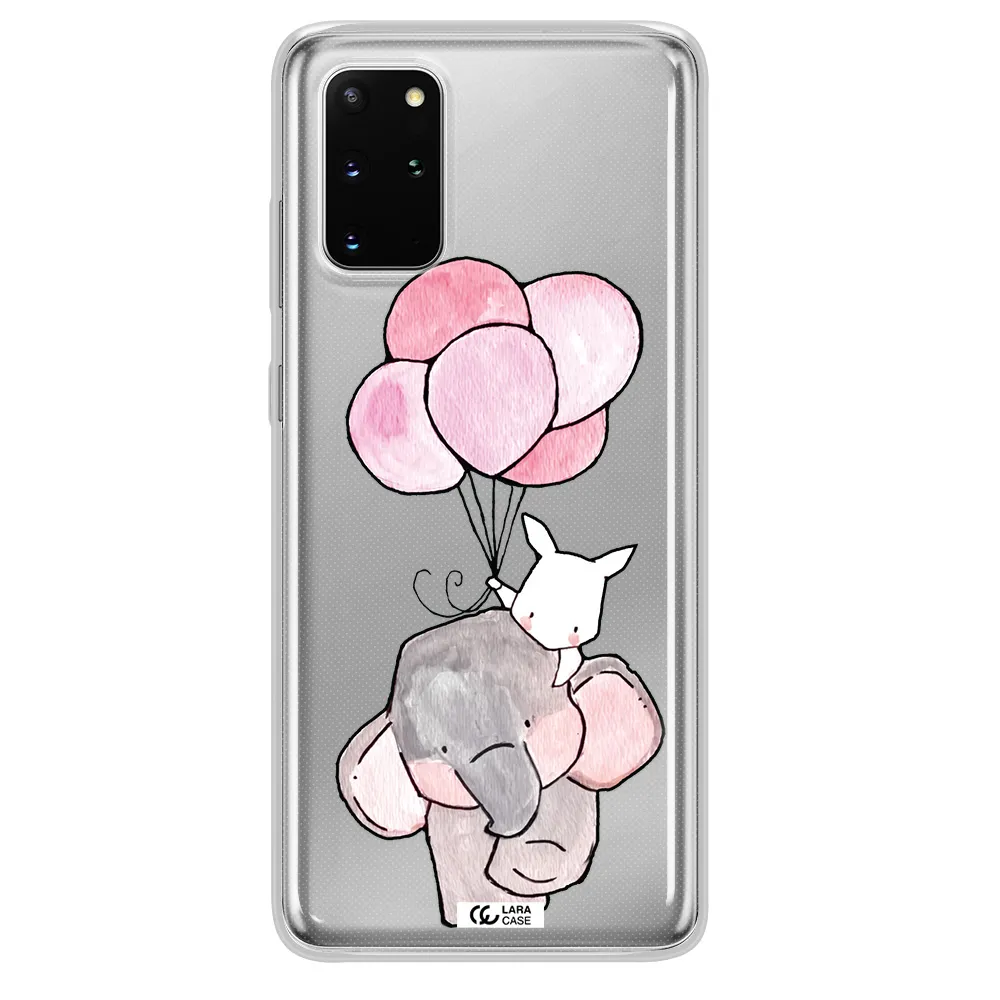 a cartoon elephant and donkey holding balloons Samsung S 20 Plus Clear TPU Case