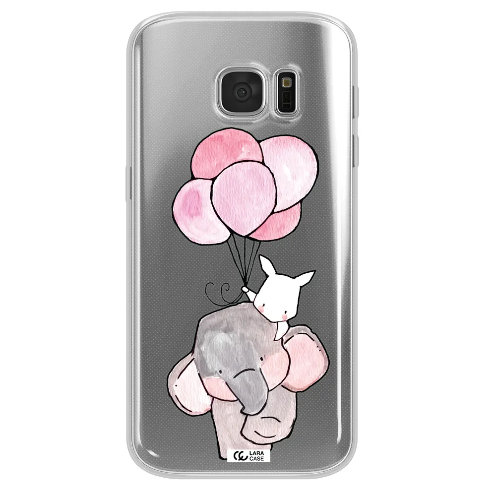 a cartoon elephant and donkey holding balloons Samsung S 7 Clear TPU Case
