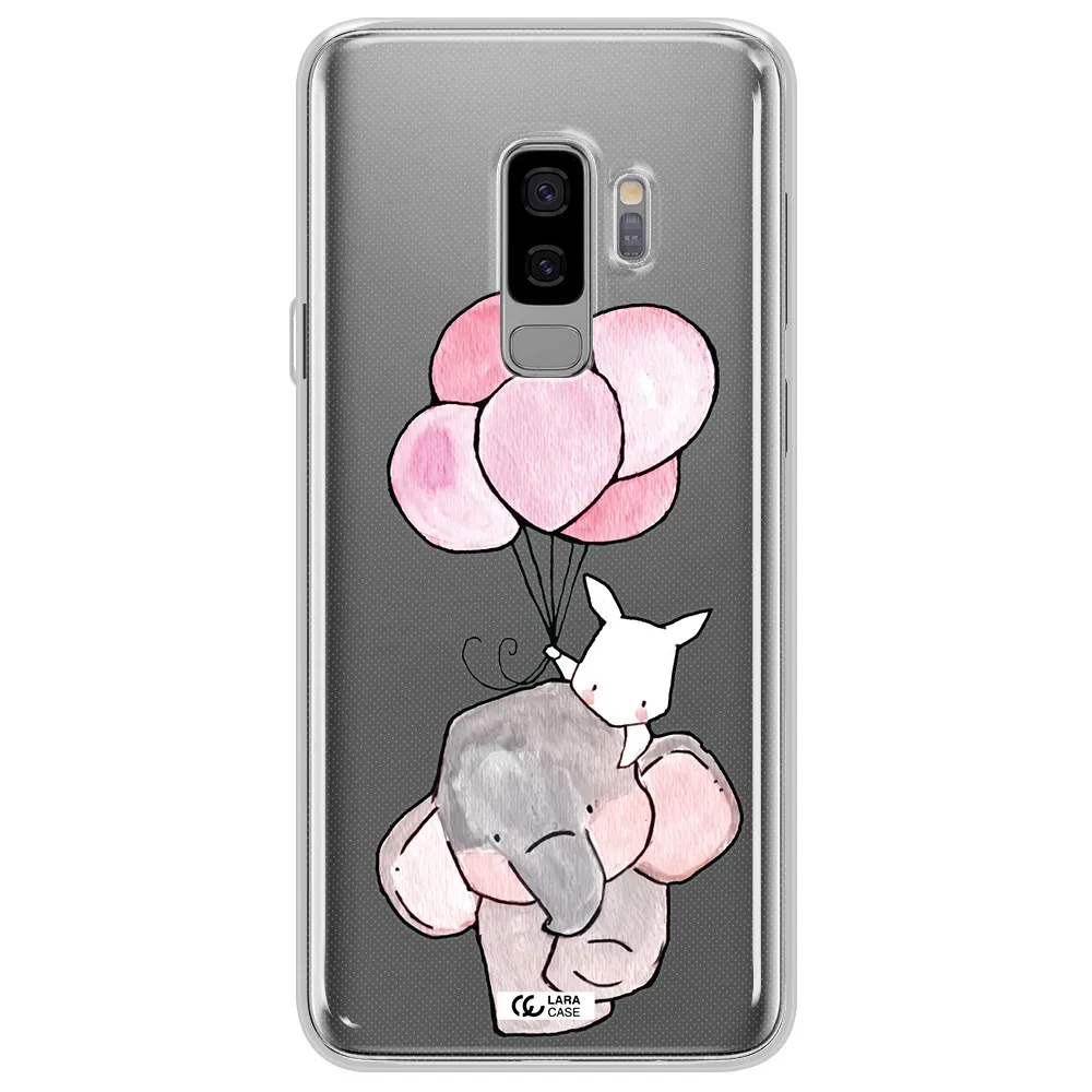 a cartoon elephant and donkey holding balloons Samsung S9 Plus Clear TPU Case