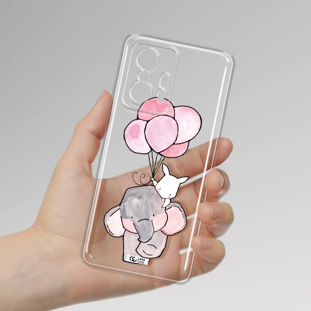 A Cartoon Elephant And Donkey Holding Balloons Xiaomi 11T Pro Clear Tpu Case