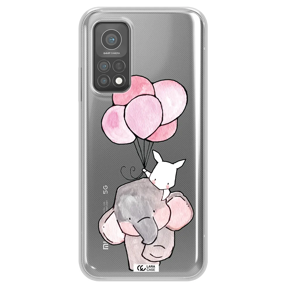 a cartoon elephant and donkey holding balloons Xiaomi Mi 10 T Pro Clear TPU Case