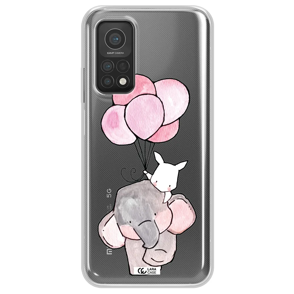 a cartoon elephant and donkey holding balloons Xiaomi Mi 10T Clear TPU Case