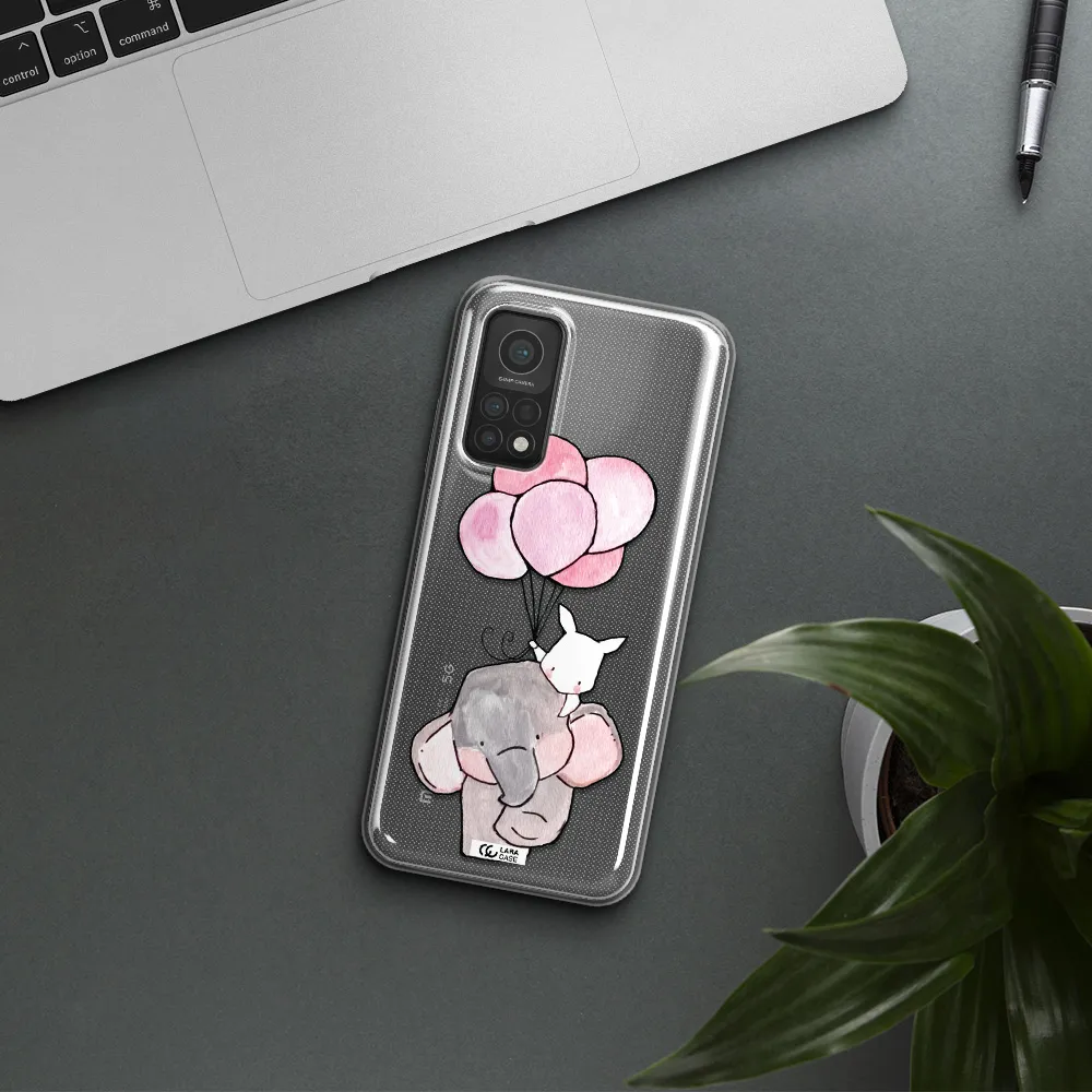 a cartoon elephant and donkey holding balloons Xiaomi Mi 10T Clear TPU Case