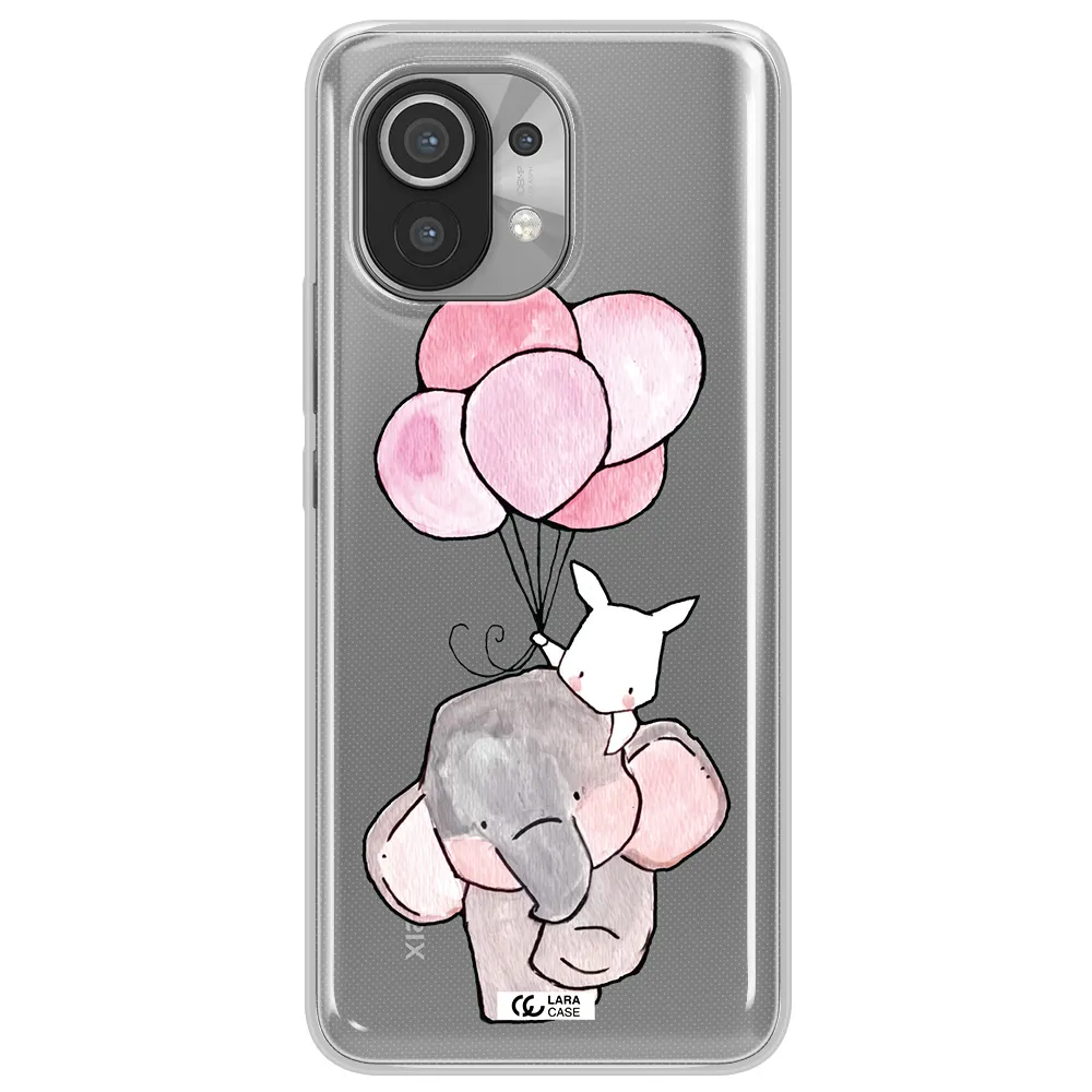 a cartoon elephant and donkey holding balloons Xiaomi Mi 11 Clear TPU Case