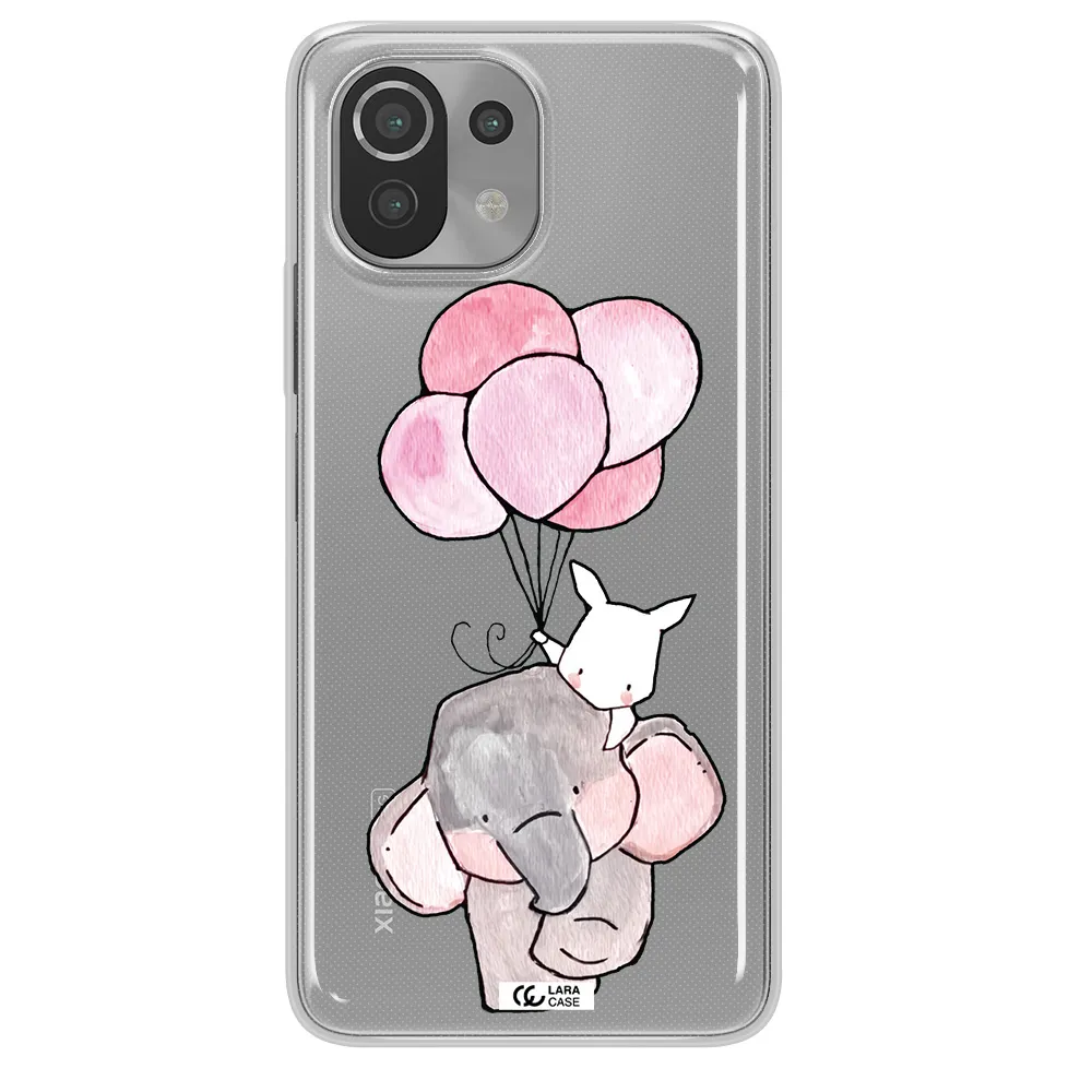 a cartoon elephant and donkey holding balloons Xiaomi Mi 11 Lite Clear TPU Case