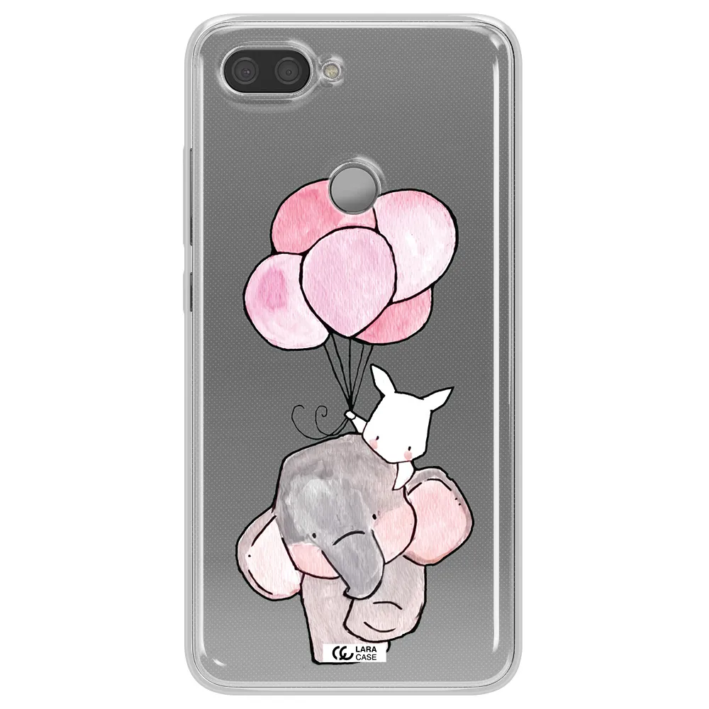 a cartoon elephant and donkey holding balloons Xiaomi Mi 8 Lite Clear TPU Case