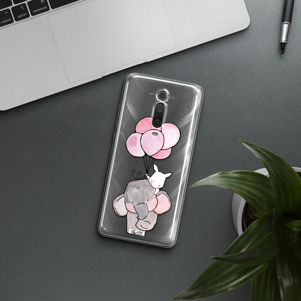 a cartoon elephant and donkey holding balloons Xiaomi Mi 9T Clear TPU Case