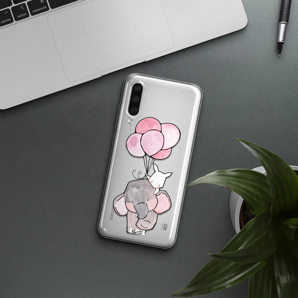 A Cartoon Elephant And Donkey Holding Balloons Xiaomi Mi A3 Clear Tpu Case