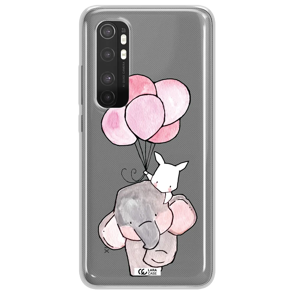 a cartoon elephant and donkey holding balloons Xiaomi Mi Note 10 Lite Clear TPU Case