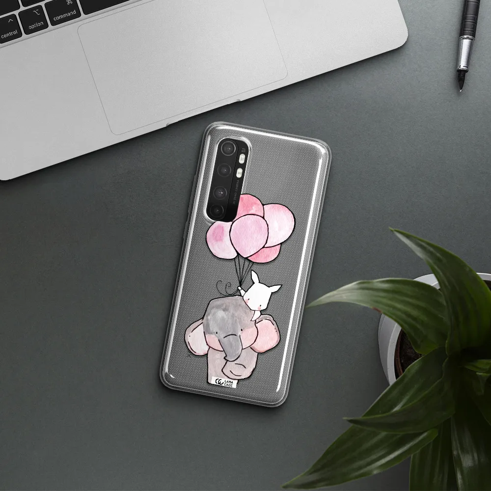 a cartoon elephant and donkey holding balloons Xiaomi Mi Note 10 Lite Clear TPU Case