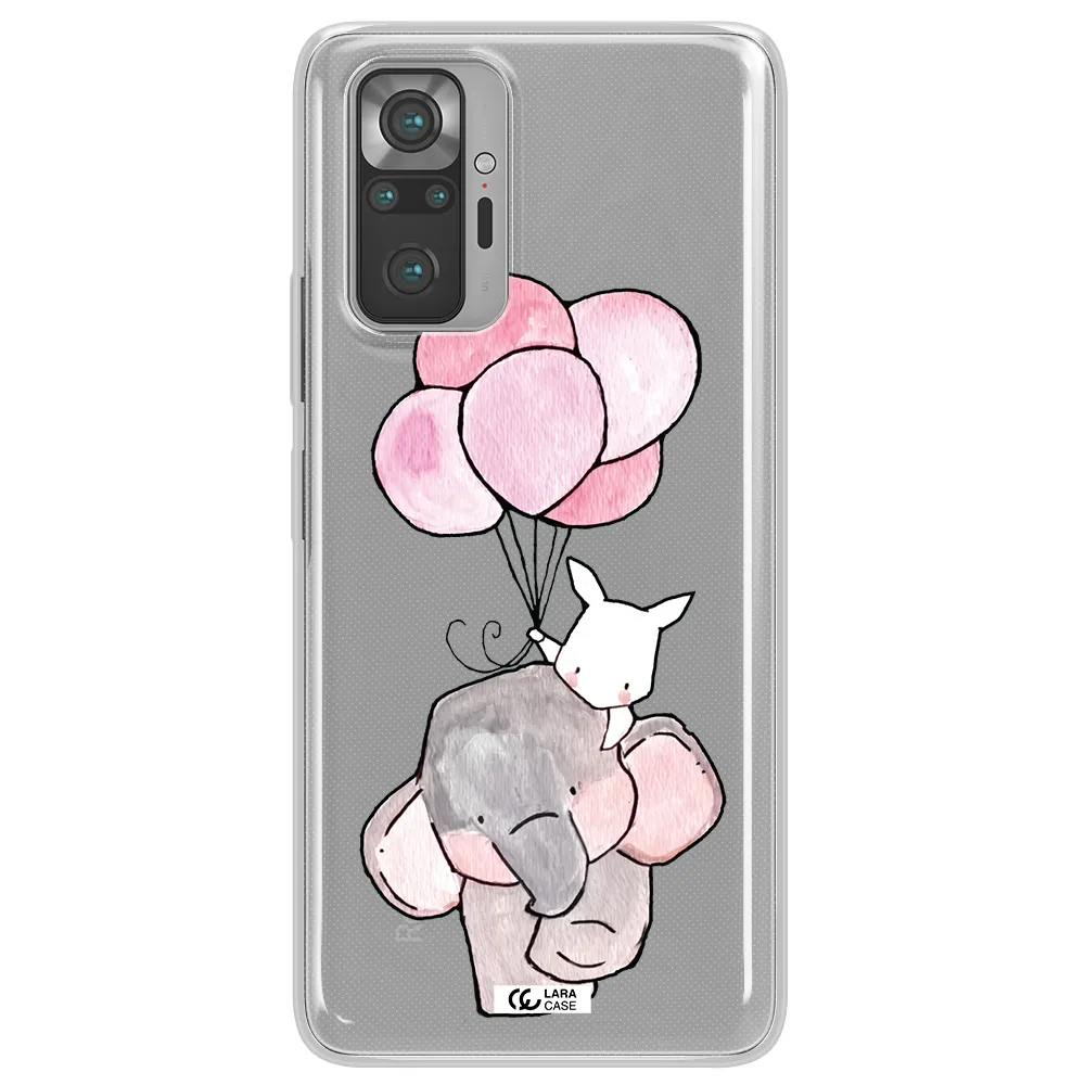 a cartoon elephant and donkey holding balloons Xiaomi Note 10 Pro Clear TPU Case