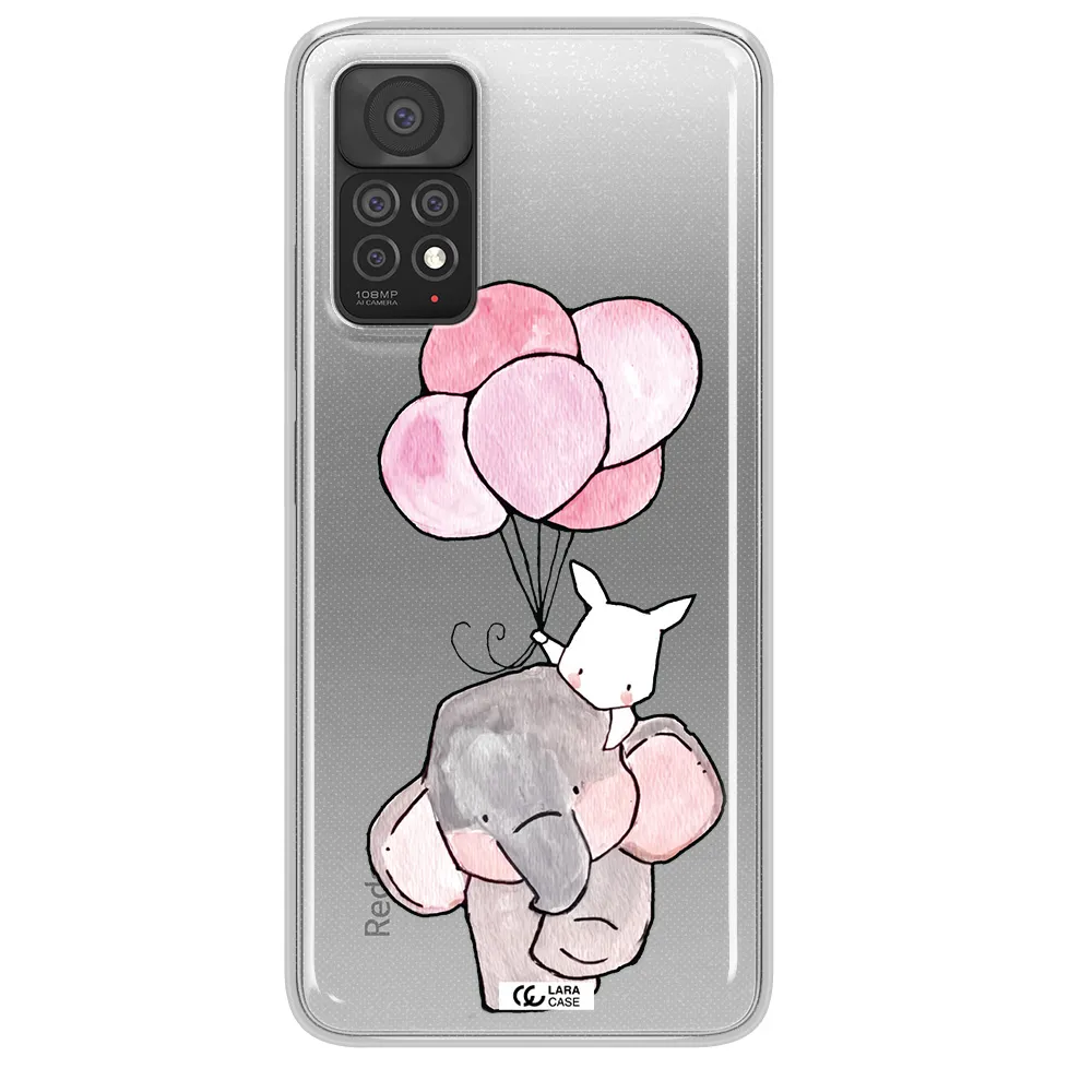 a cartoon elephant and donkey holding balloons Xiaomi Note 11 Pro Clear TPU Case