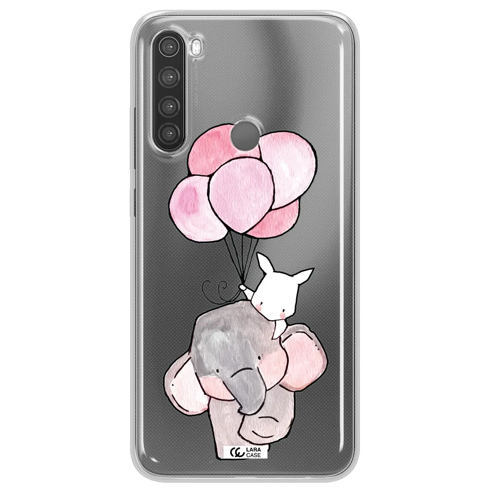 a cartoon elephant and donkey holding balloons Xiaomi Note 8 Clear TPU Case