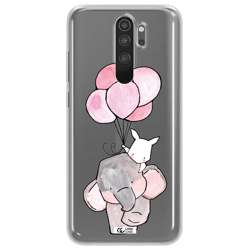 a cartoon elephant and donkey holding balloons Xiaomi Note 8 Pro Clear TPU Case