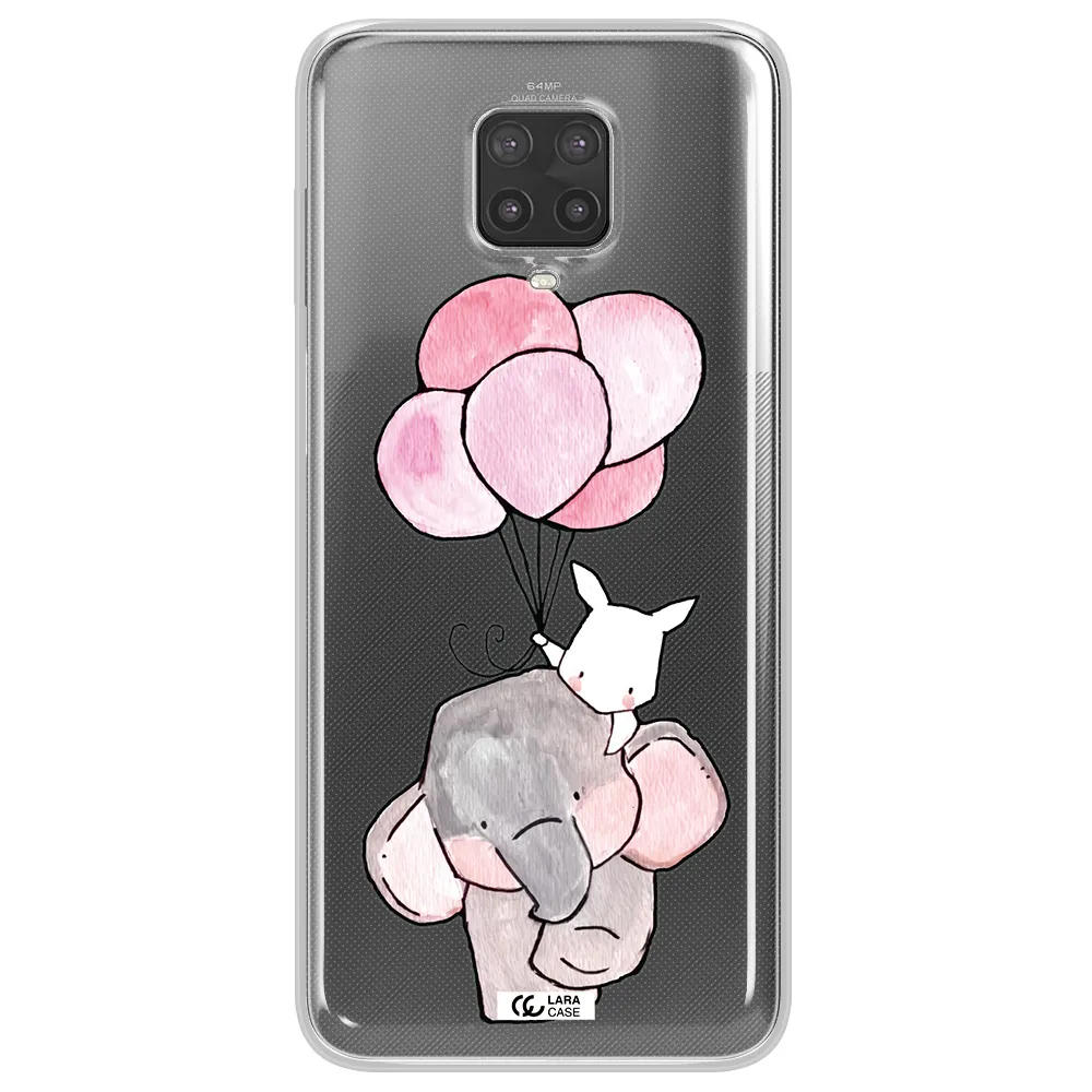 a cartoon elephant and donkey holding balloons Xiaomi Note 9 Pro Clear TPU Case