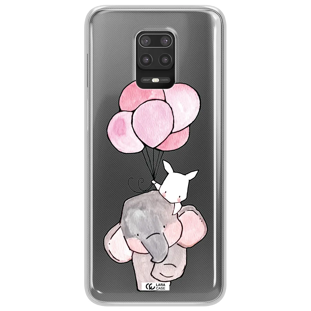 a cartoon elephant and donkey holding balloons Xiaomi Note 9S Clear TPU Case