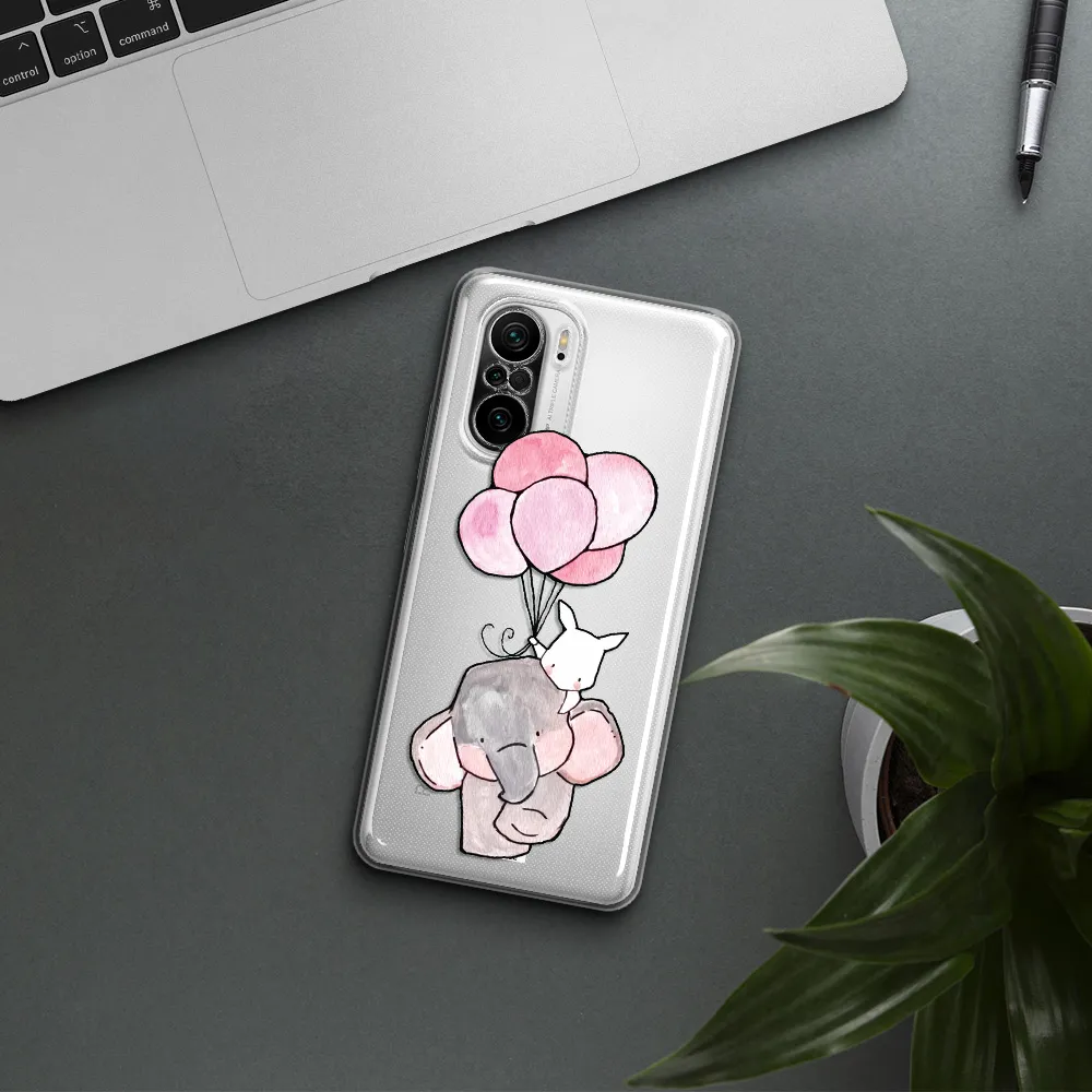A Cartoon Elephant And Donkey Holding Balloons Xiaomi Poco F3 Clear Tpu Case