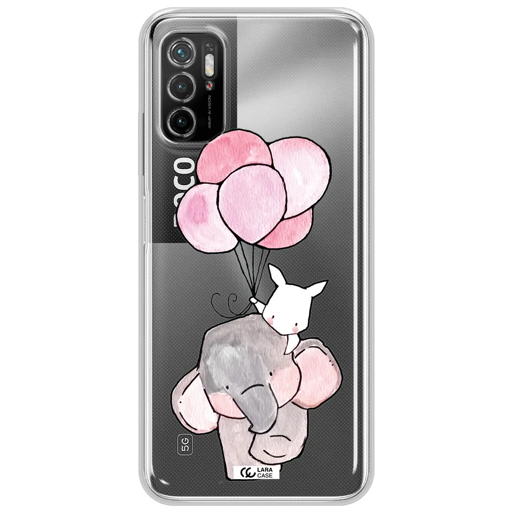 A Cartoon Elephant And Donkey Holding Balloons Xiaomi Poco M3 Pro Clear Tpu Case