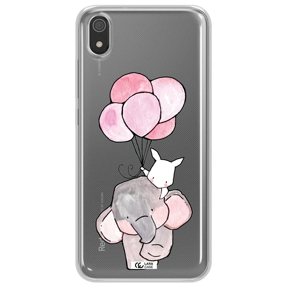 a cartoon elephant and donkey holding balloons Xiaomi Redmi 7A Clear TPU Case
